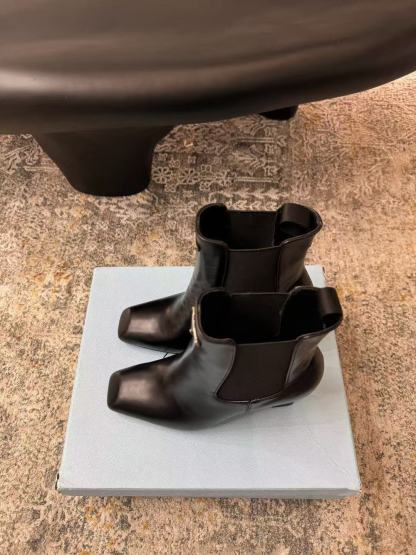 PR4DA 高品質スクエアトゥハイヒールアンクルブーツ【50％割引+送料無料】