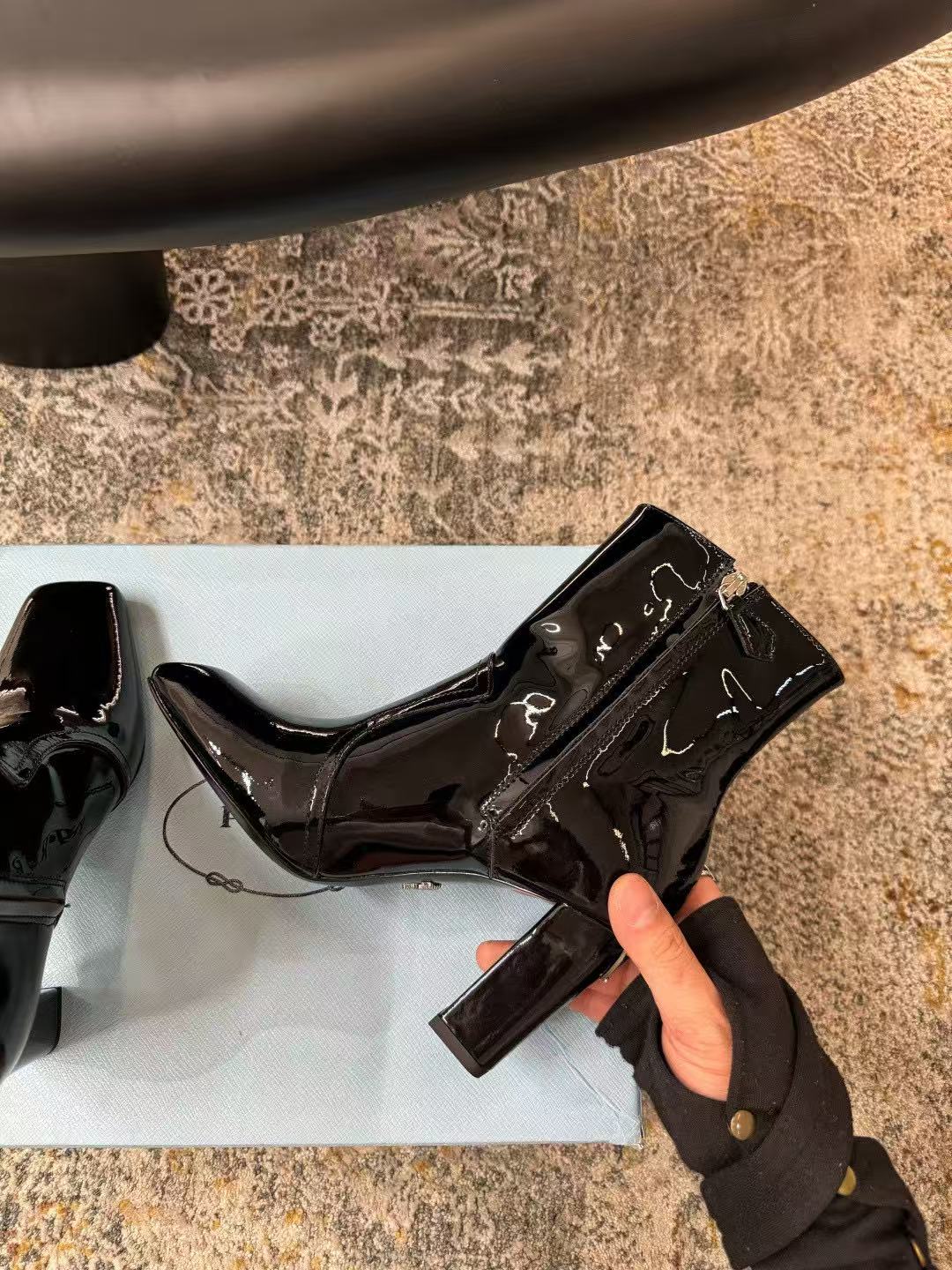 PR4DA 高品質スクエアトゥハイヒールアンクルブーツ【50％割引+送料無料】