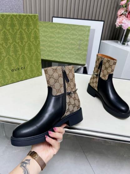 GUCC1 高品質ジャカードホースビットアンクルブーツ【50％割引+送料無料】