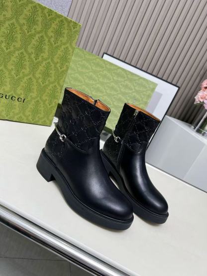 GUCC1 高品質ジャカードホースビットアンクルブーツ【50％割引+送料無料】