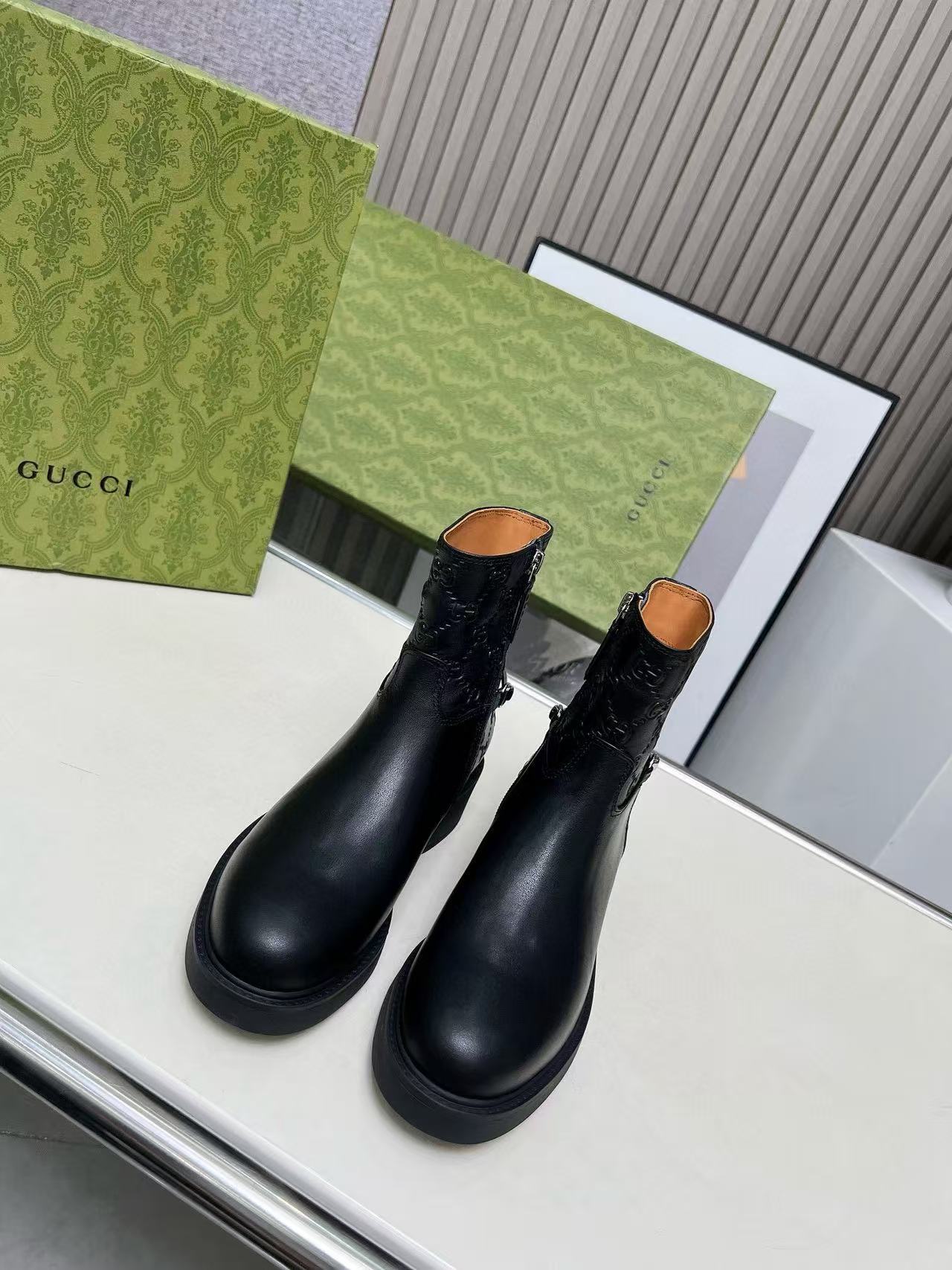 GUCC1 高品質ジャカードホースビットアンクルブーツ【50％割引+送料無料】