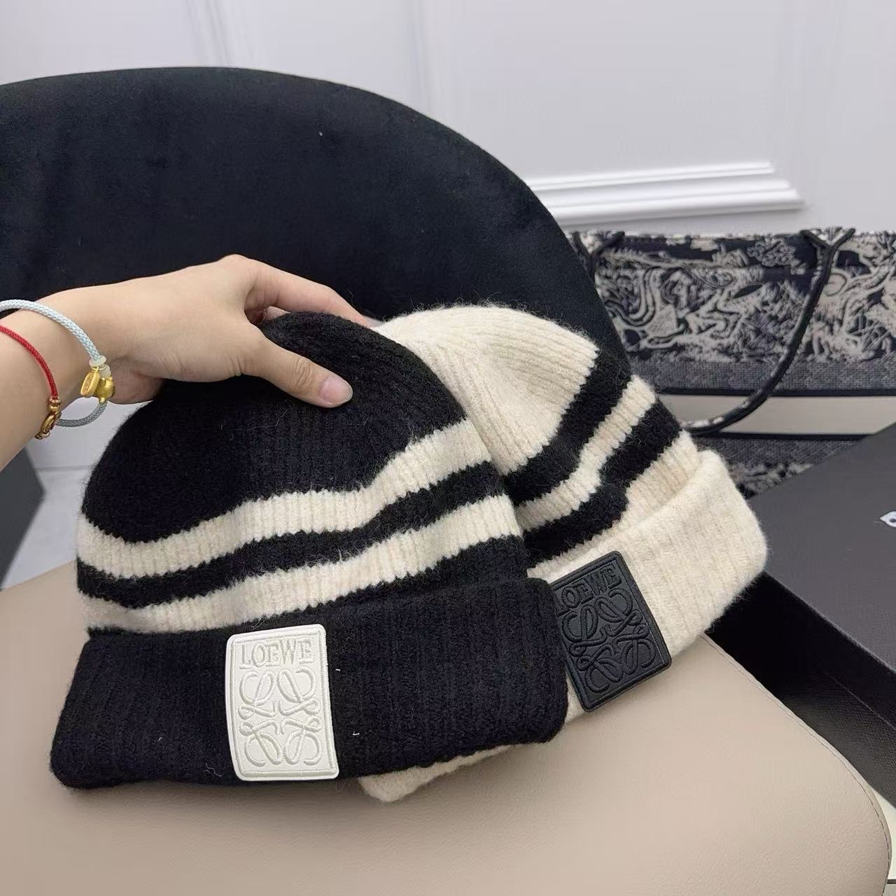 L0WEW カラーブロック ロゴ ウールハット【50％割引+送料無料】