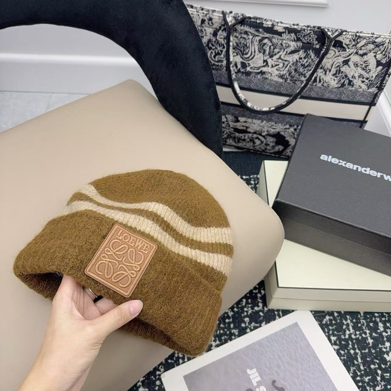 L0WEW カラーブロック ロゴ ウールハット【50％割引+送料無料】