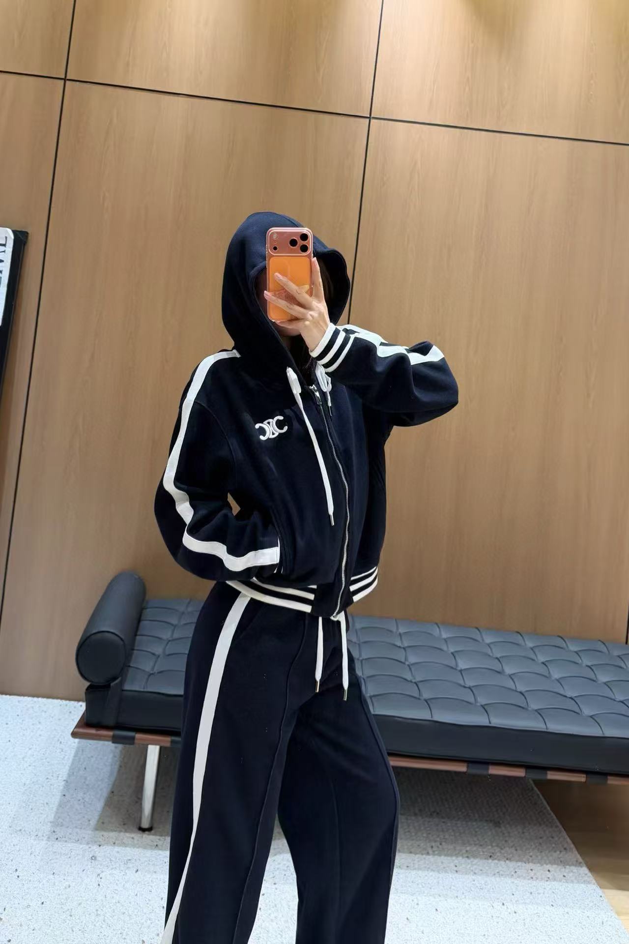 CEL1NE 凱旋門フード付きジャケット + パンツ ツーピースセット【50％割引+送料無料】