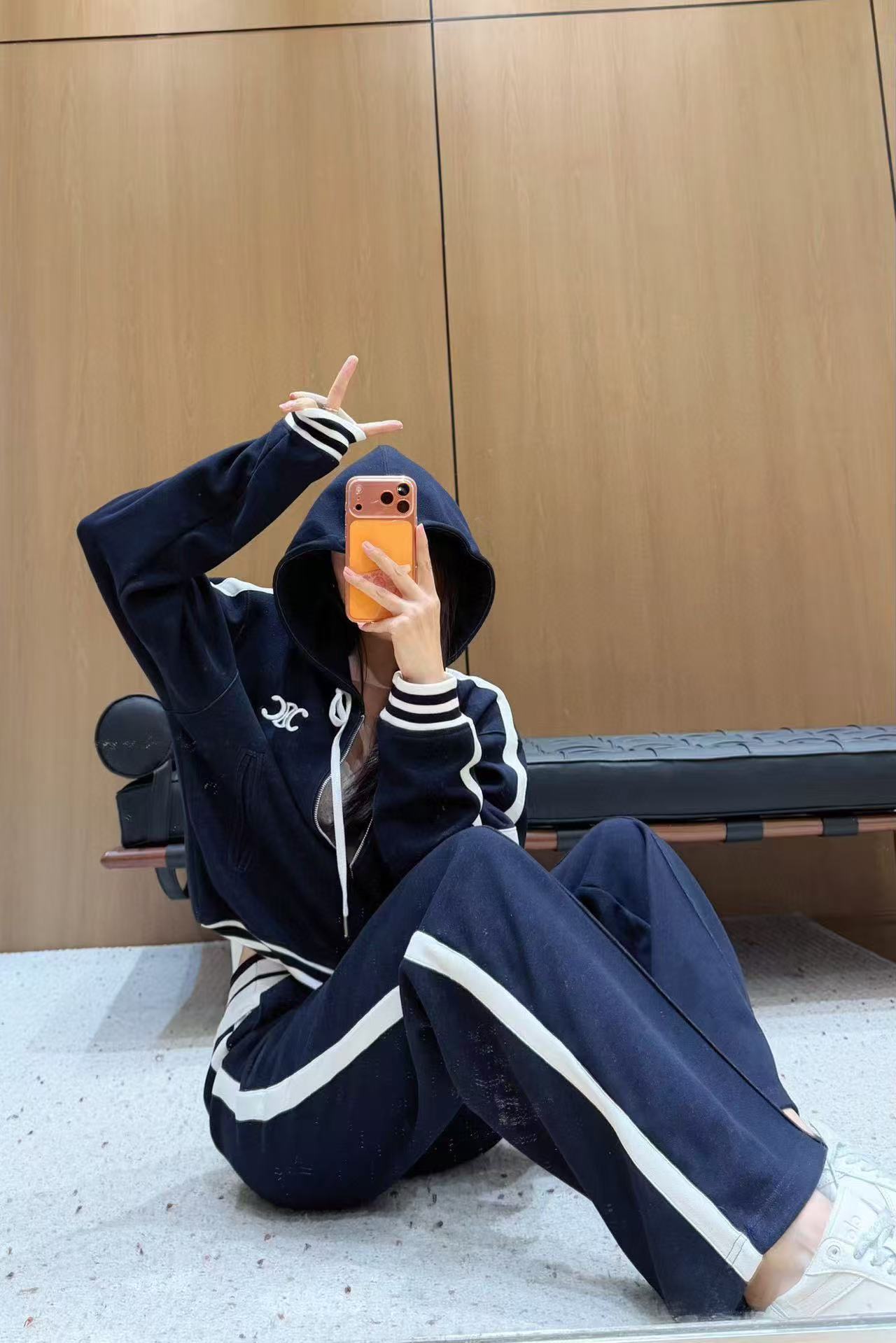 CEL1NE 凱旋門フード付きジャケット + パンツ ツーピースセット【50％割引+送料無料】