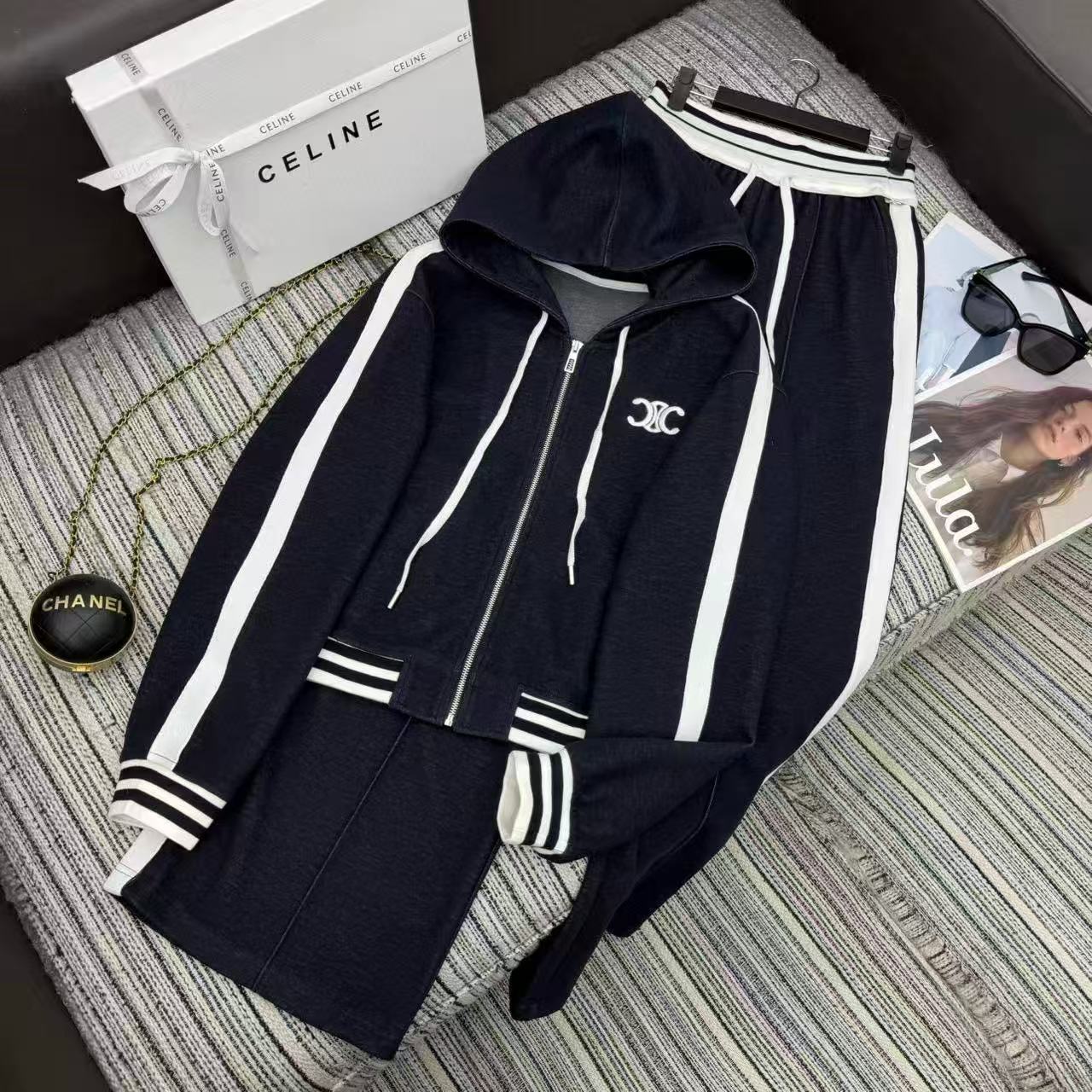 CEL1NE 凱旋門フード付きジャケット + パンツ ツーピースセット【50％割引+送料無料】