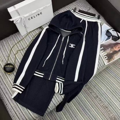 CEL1NE 凱旋門フード付きジャケット + パンツ ツーピースセット【50％割引+送料無料】