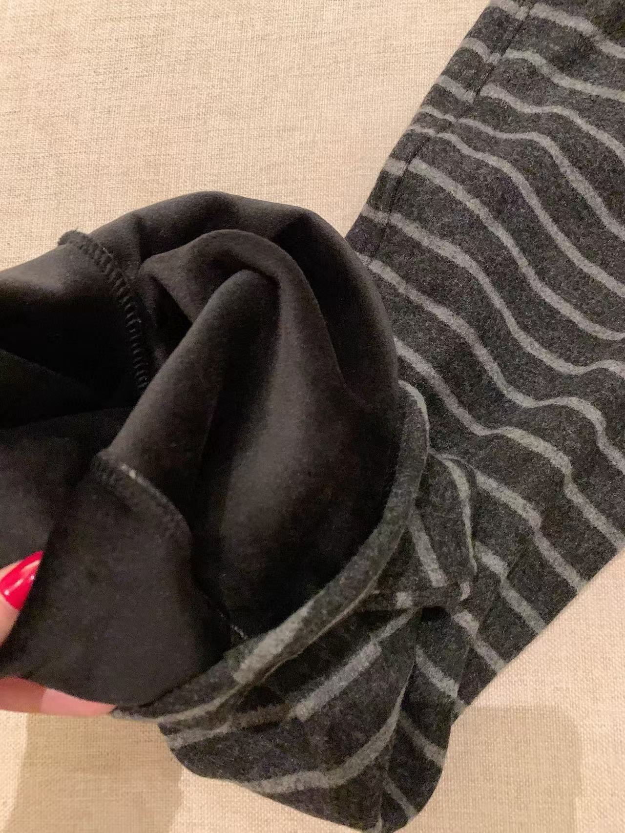 CEL1NE 凱旋門フリース裏地ストライプカジュアルパンツ【50％割引+送料無料】