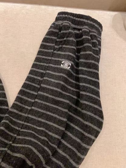 CEL1NE 凱旋門フリース裏地ストライプカジュアルパンツ【50％割引+送料無料】