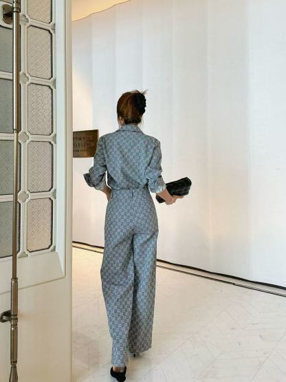 GUCC1 ジャカードデニムシャツとパンツのツーピースセット【50％割引+送料無料】