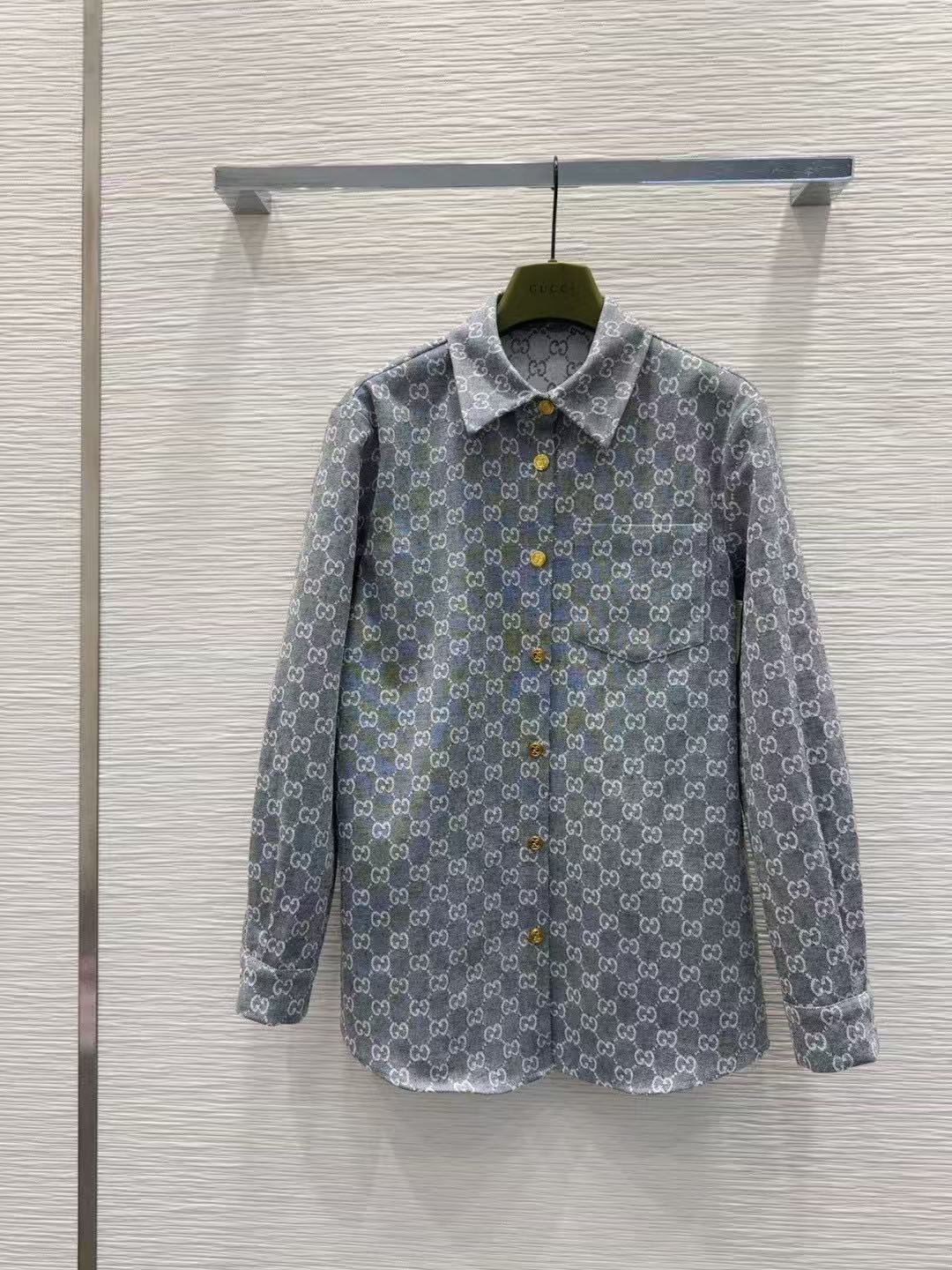 GUCC1 ジャカードデニムシャツとパンツのツーピースセット【50％割引+送料無料】