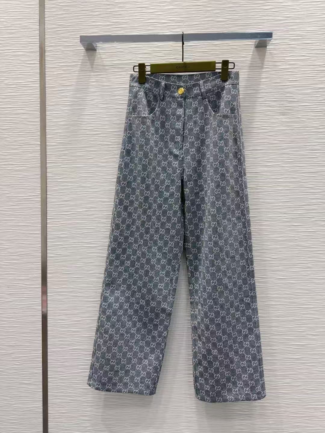 GUCC1 ジャカードデニムシャツとパンツのツーピースセット【50％割引+送料無料】