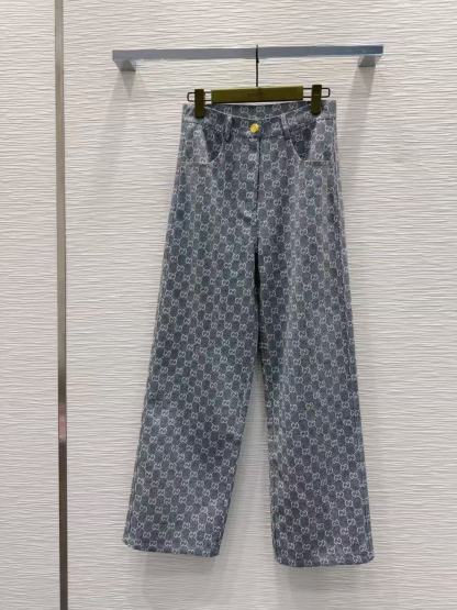 GUCC1 ジャカードデニムシャツとパンツのツーピースセット【50％割引+送料無料】