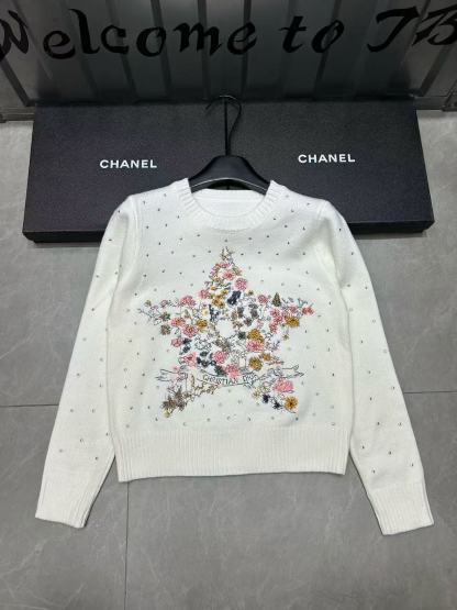 DIOR 刺繍プリント ラインストーン セーター【50％割引+送料無料】