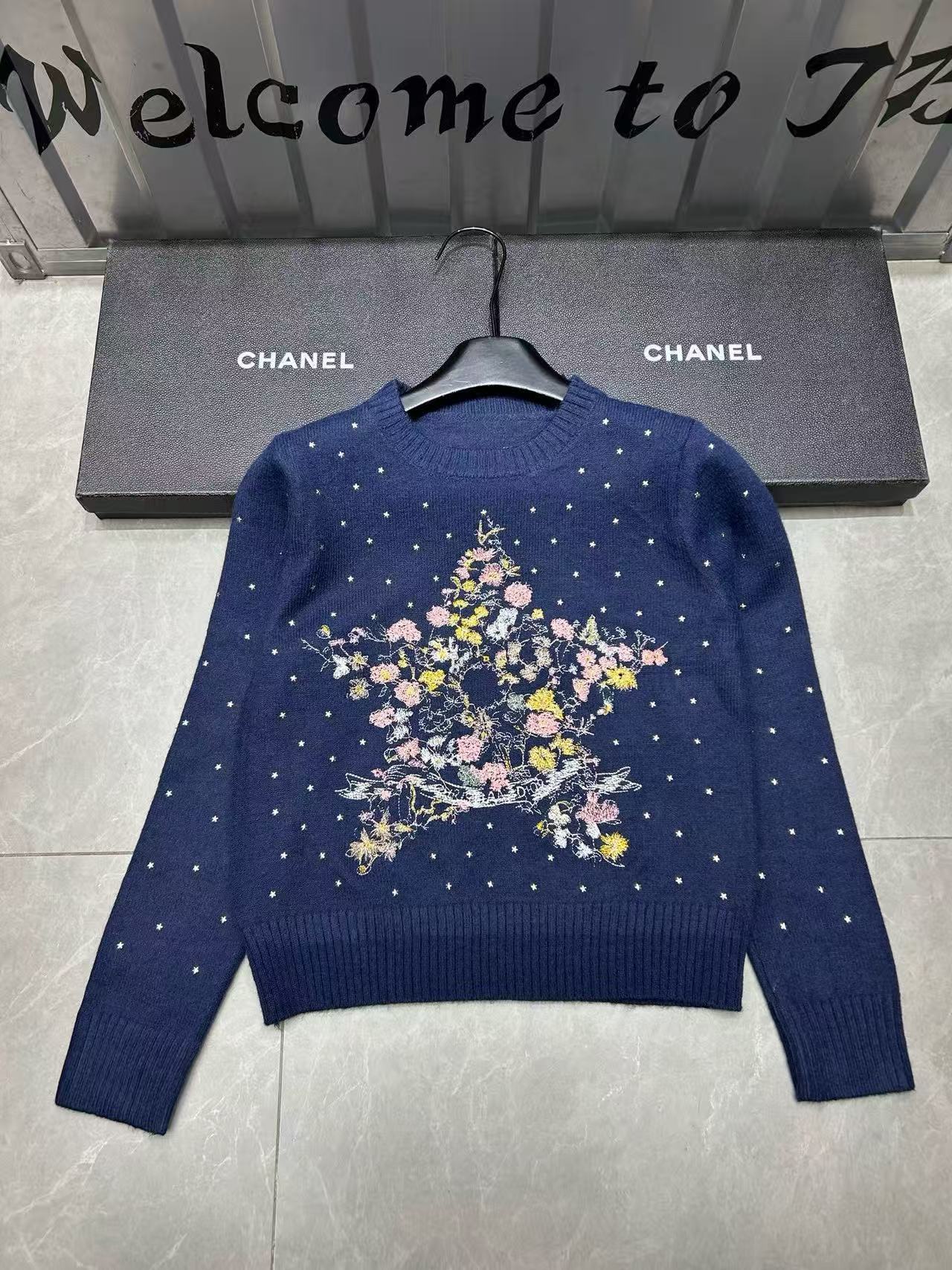 DIOR 刺繍プリント ラインストーン セーター【50％割引+送料無料】