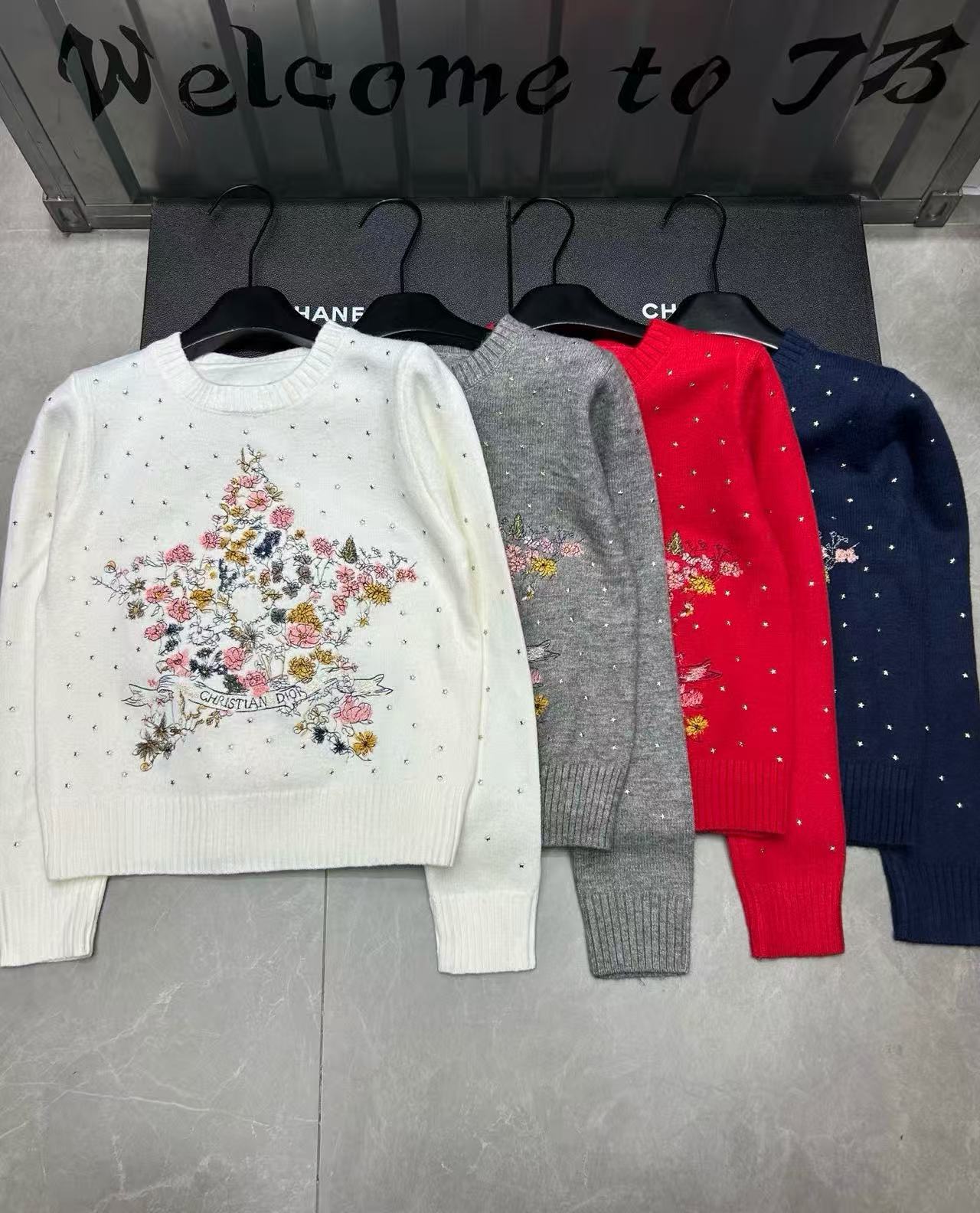 DIOR 刺繍プリント ラインストーン セーター【50％割引+送料無料】
