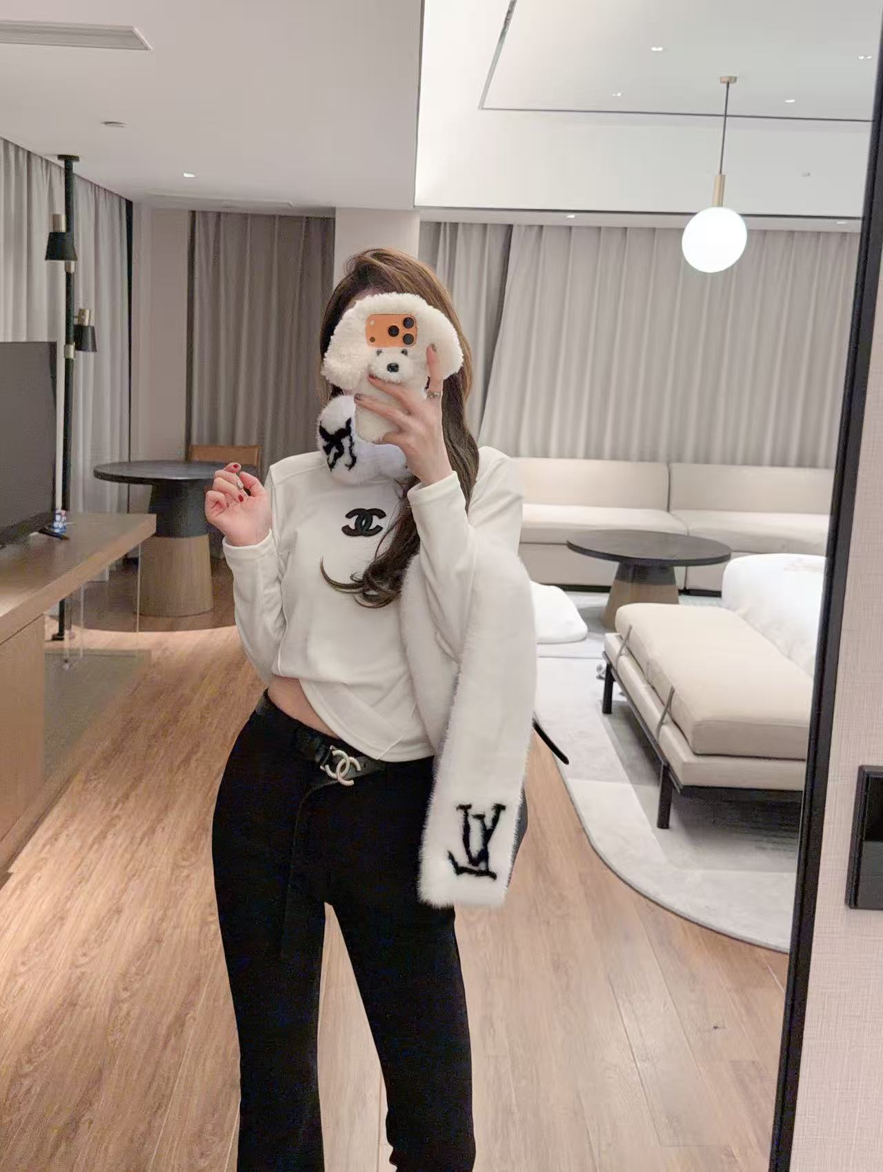 LVクローバーイヤーマフ＋スカーフ ツーピースセット【50％割引+送料無料】