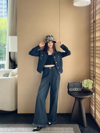 DI0Rデニムジャケットとパンツのツーピースセット【50％割引+送料無料】