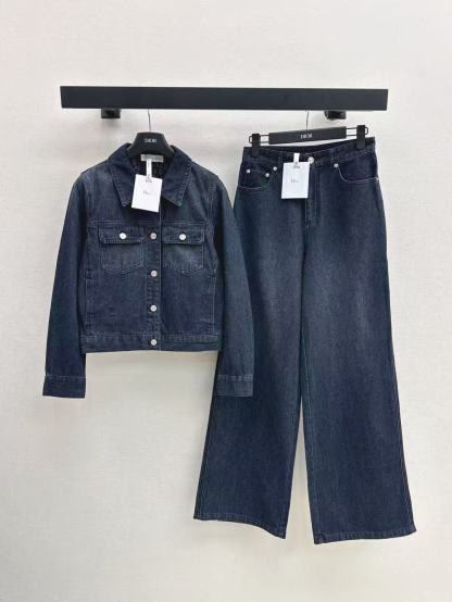 DI0Rデニムジャケットとパンツのツーピースセット【50％割引+送料無料】