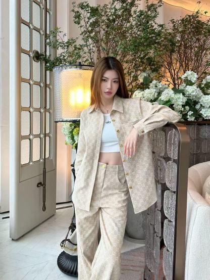 GUCC1 ジャカードデニムシャツとパンツのツーピースセット【50％割引+送料無料】