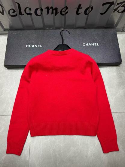 CHANE1 ラインストーン ダブルC 長袖ウールセーター【50％割引+送料無料】