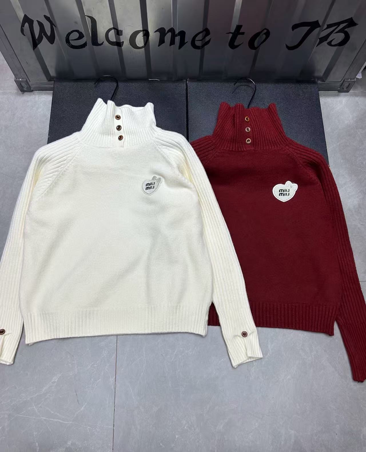 M1UM1U ハイネック ハート型ウールセーター【50％割引+送料無料】