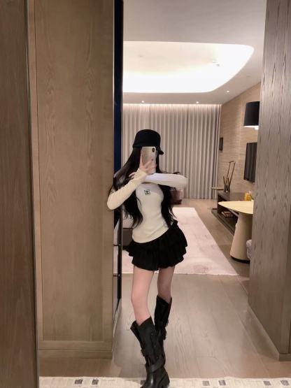 CHANE1 シンプルダブルC ロングスリーブTシャツ【50％割引+送料無料】