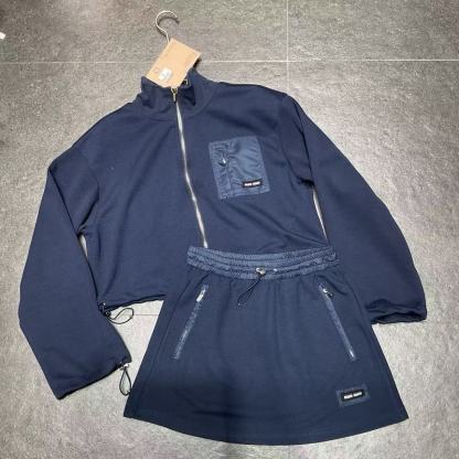 M1UM1U 秋冬 ジッパージャケット+スカート ツーピースセット【50％割引+送料無料】