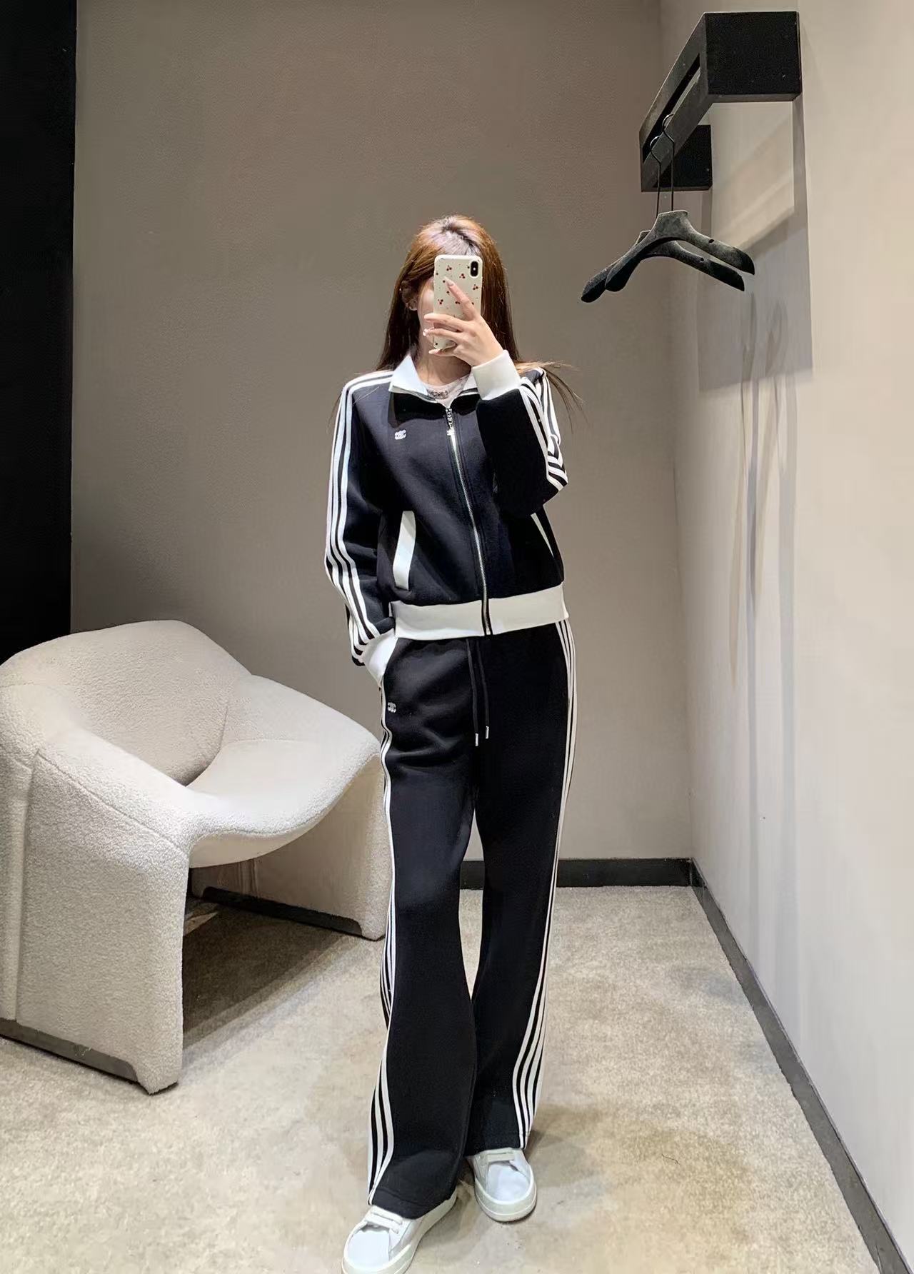 CEL1NE 凱旋門刺繍 ジッパージャケット + パンツ ツーピースセット【50％割引+送料無料】