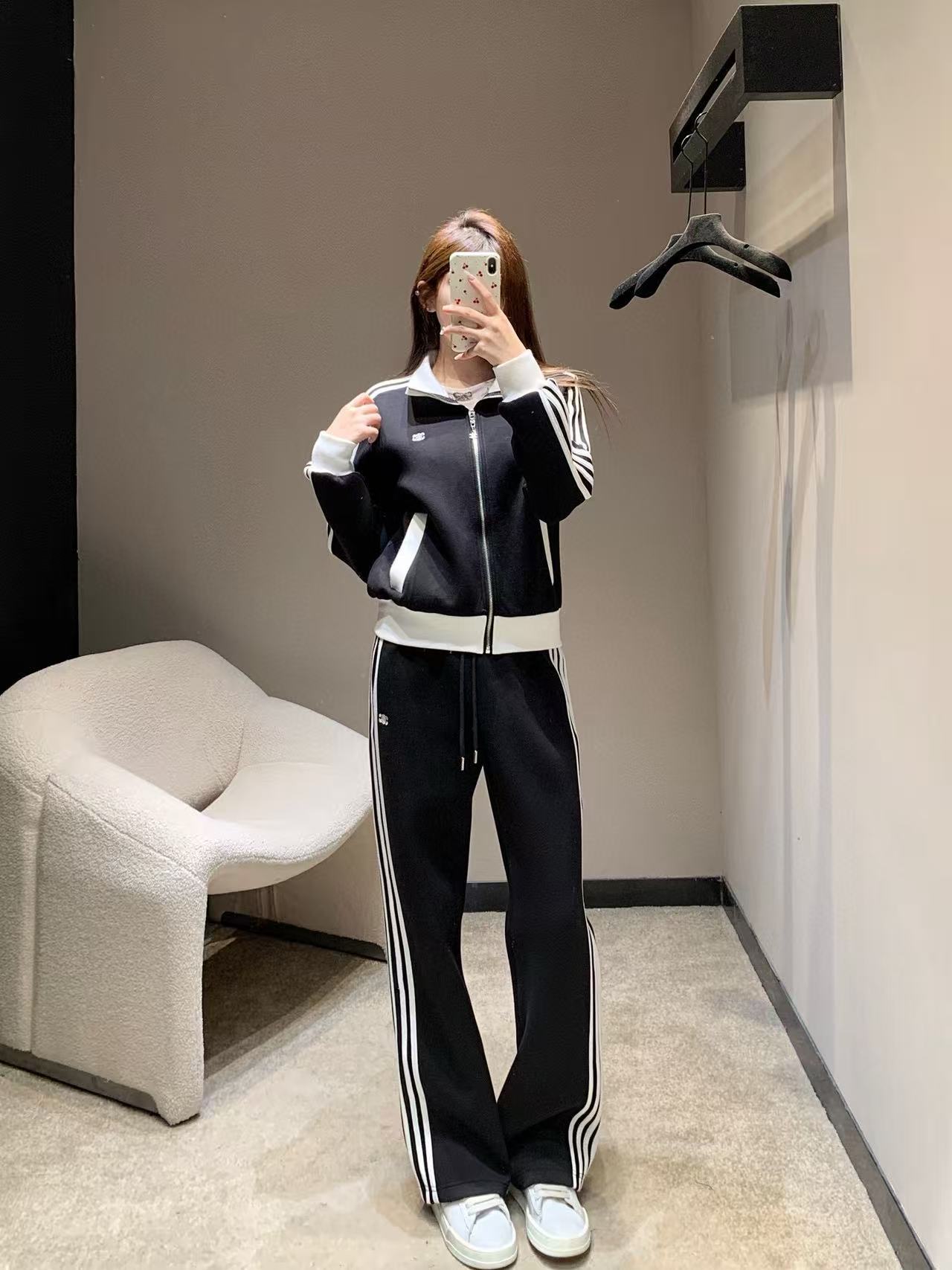 CEL1NE 凱旋門刺繍 ジッパージャケット + パンツ ツーピースセット【50％割引+送料無料】