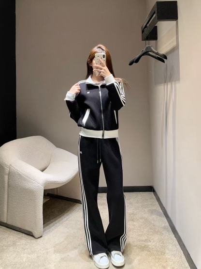 CEL1NE 凱旋門刺繍 ジッパージャケット + パンツ ツーピースセット【50％割引+送料無料】