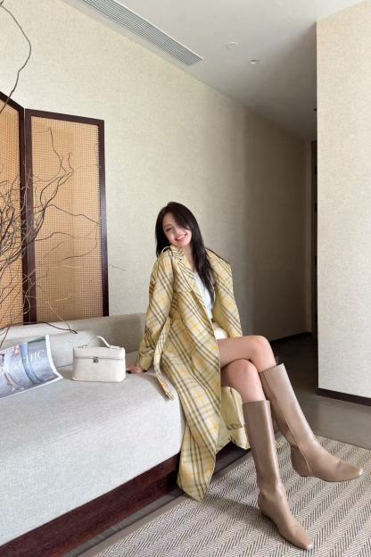 BUR8ERRY チェック柄ベルト付きトレンチコート【50％割引+送料無料】