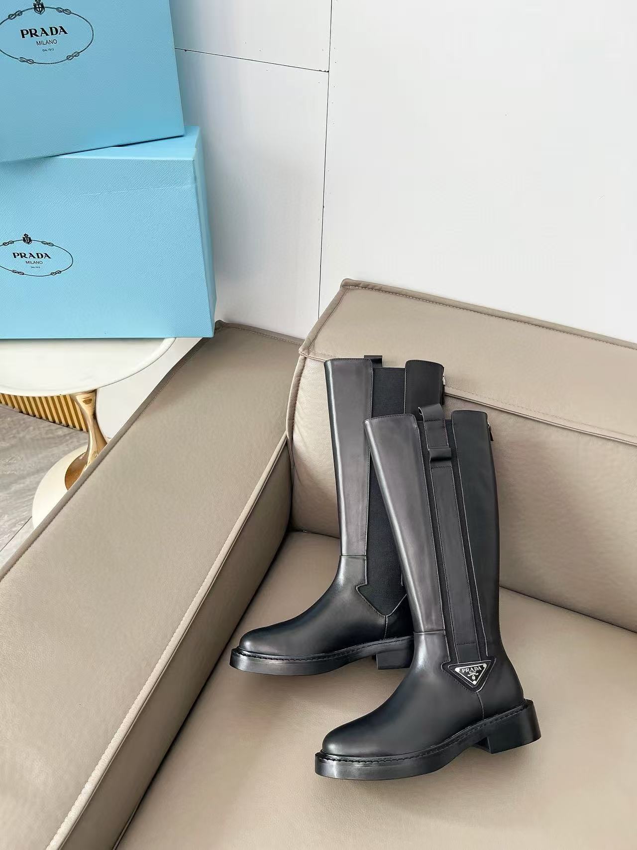 PR4DA 高品質トライアングルロゴハイブーツ【50％割引+送料無料】