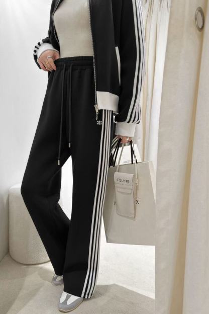 CEL1NE ブラック＆ホワイト カジュアルジャケット＋パンツ ツーピースセット【50％割引+送料無料】