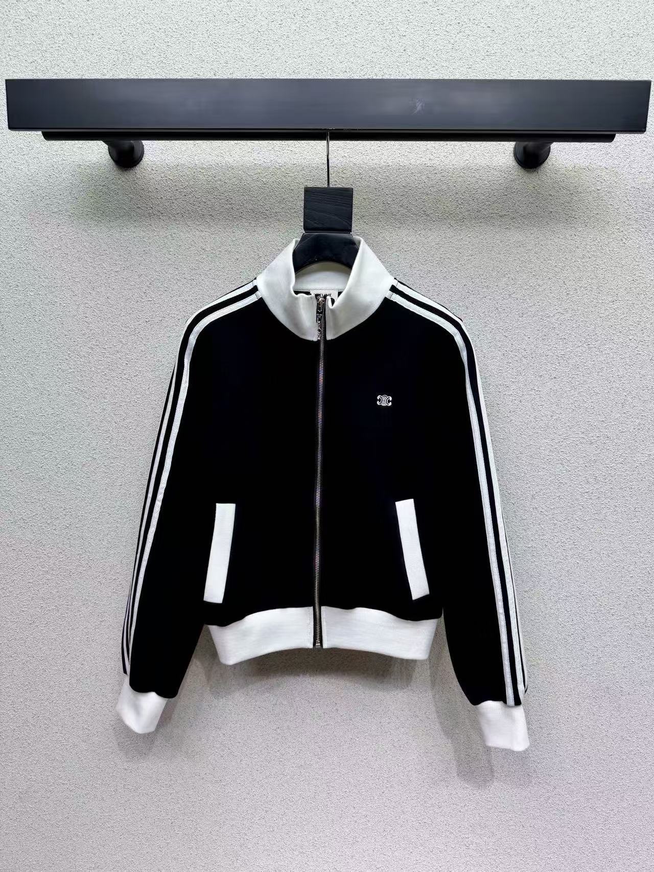 CEL1NE ブラック＆ホワイト カジュアルジャケット＋パンツ ツーピースセット【50％割引+送料無料】