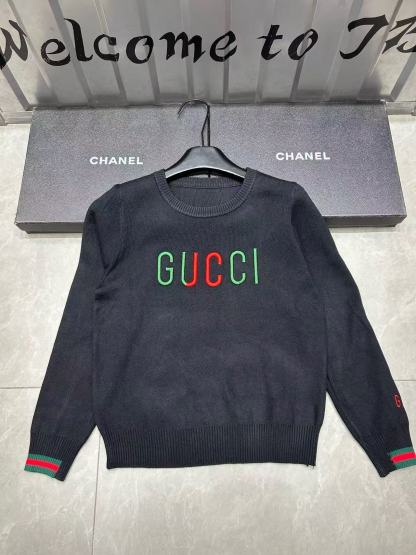 GUCC1 刺繍入りレターウールセーター【50％割引+送料無料】