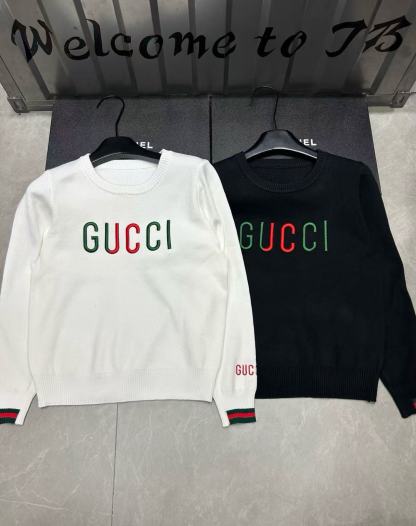 GUCC1 刺繍入りレターウールセーター【50％割引+送料無料】