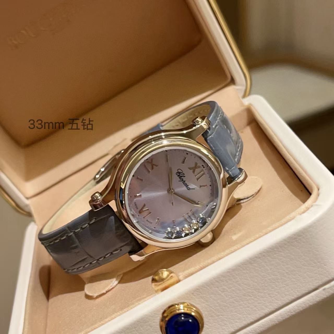 Ch0pard HAPPY DIAMONDSレザーストラップレディース腕時計【50％割引+送料無料】