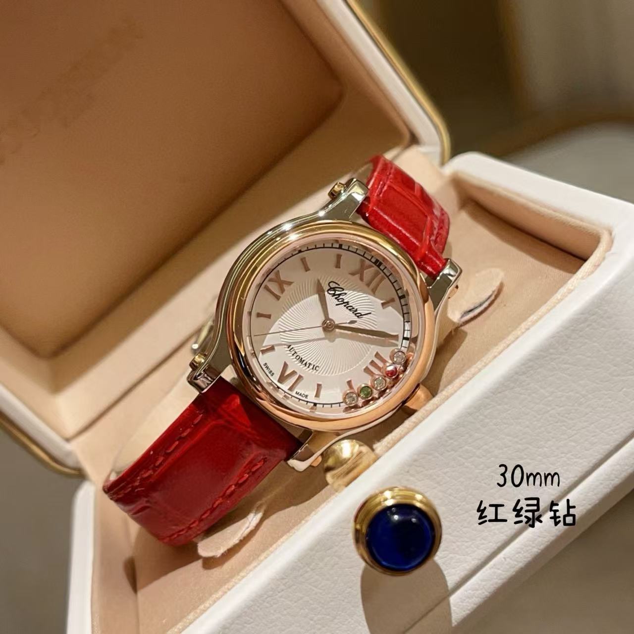 Ch0pard HAPPY DIAMONDSダイヤモンドレザーストラップウォッチ【50％割引+送料無料】