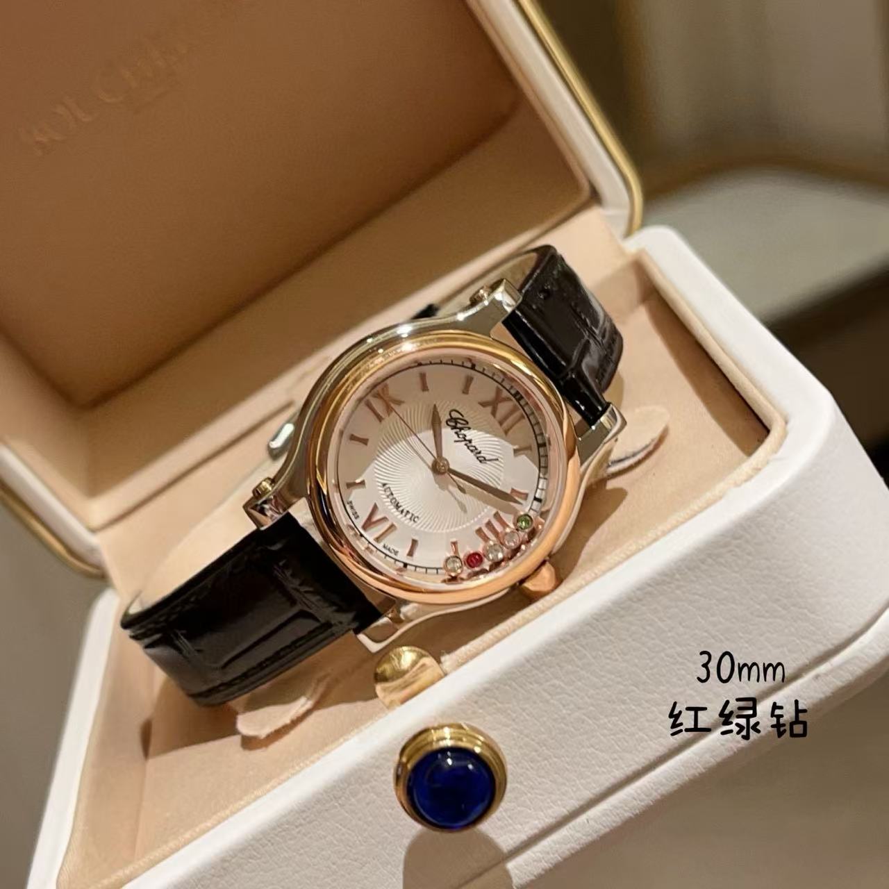 Ch0pard HAPPY DIAMONDSダイヤモンドレザーストラップウォッチ【50％割引+送料無料】