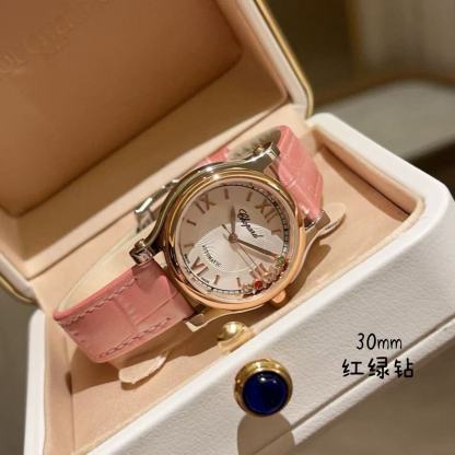 Ch0pard HAPPY DIAMONDSダイヤモンドレザーストラップウォッチ【50％割引+送料無料】