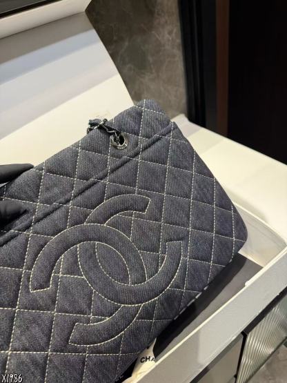 CHANE1 ダブルCチェーンデニムショッピングバッグ【50％割引+送料無料】