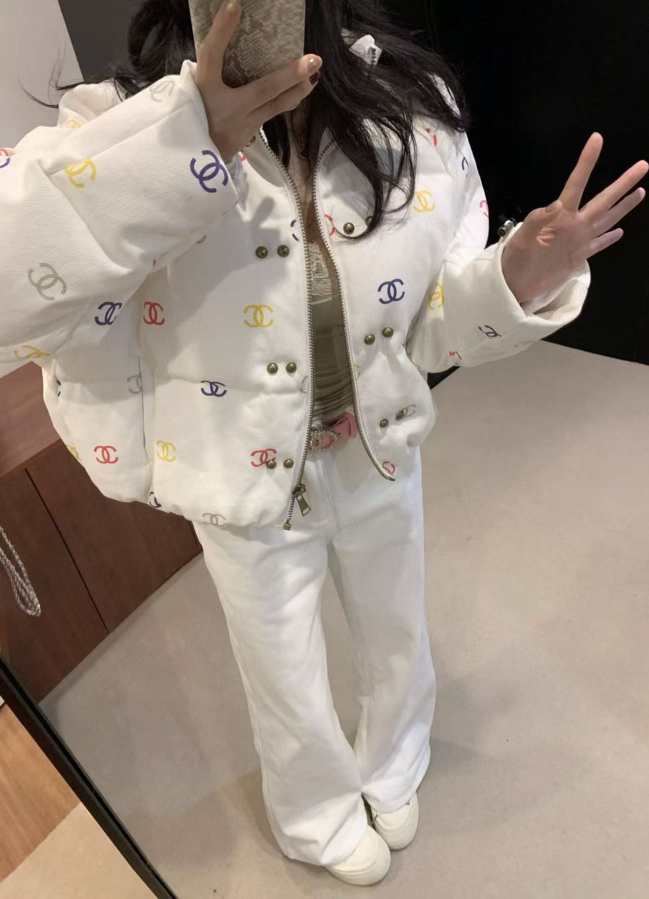 CHANE1 ダブルC カラフルダウンジャケット【50％割引+送料無料】