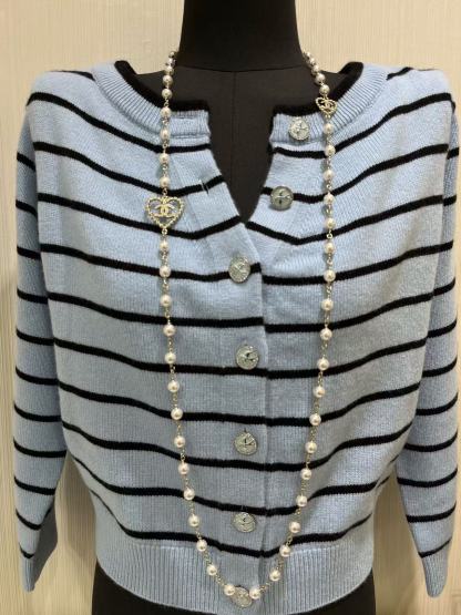 CHANE1 ダブルC パールハート セーターネックレス【50％割引+送料無料】