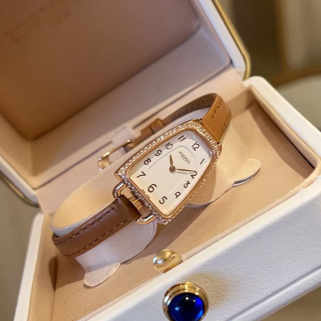 HERME5 ダイヤモンドセット レザーストラップ レディースウォッチ【50％割引+送料無料】