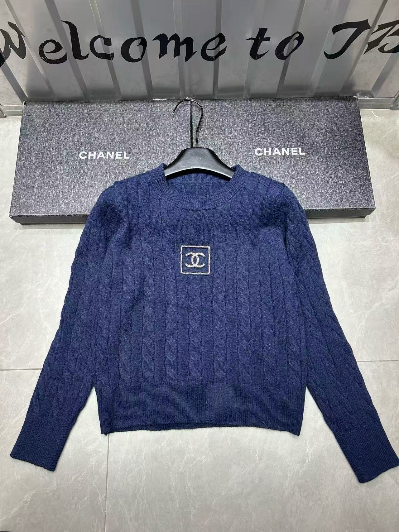 CHANE1 ダブルC ウール ロングスリーブ セーター【50％割引+送料無料】