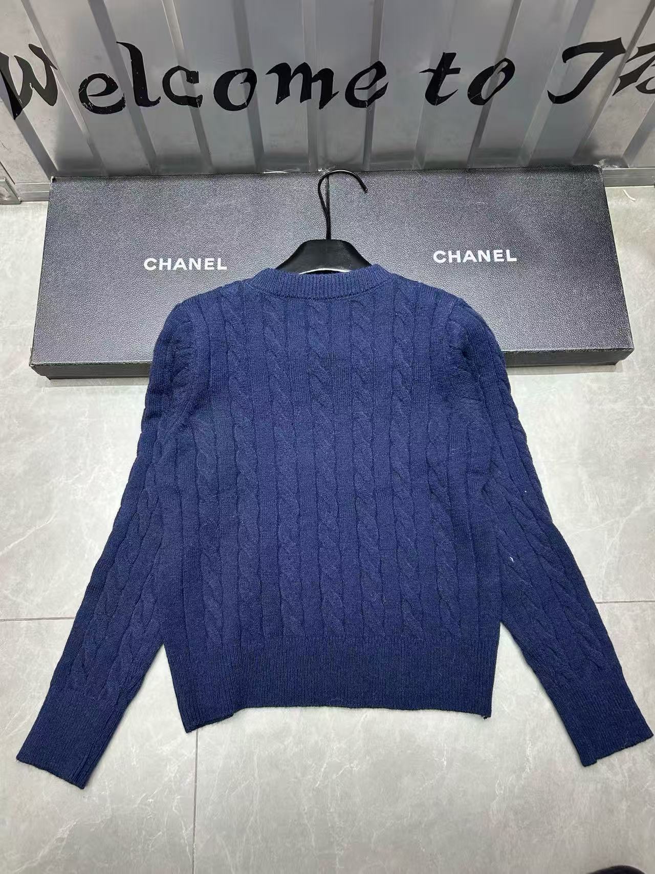 CHANE1 ダブルC ウール ロングスリーブ セーター【50％割引+送料無料】