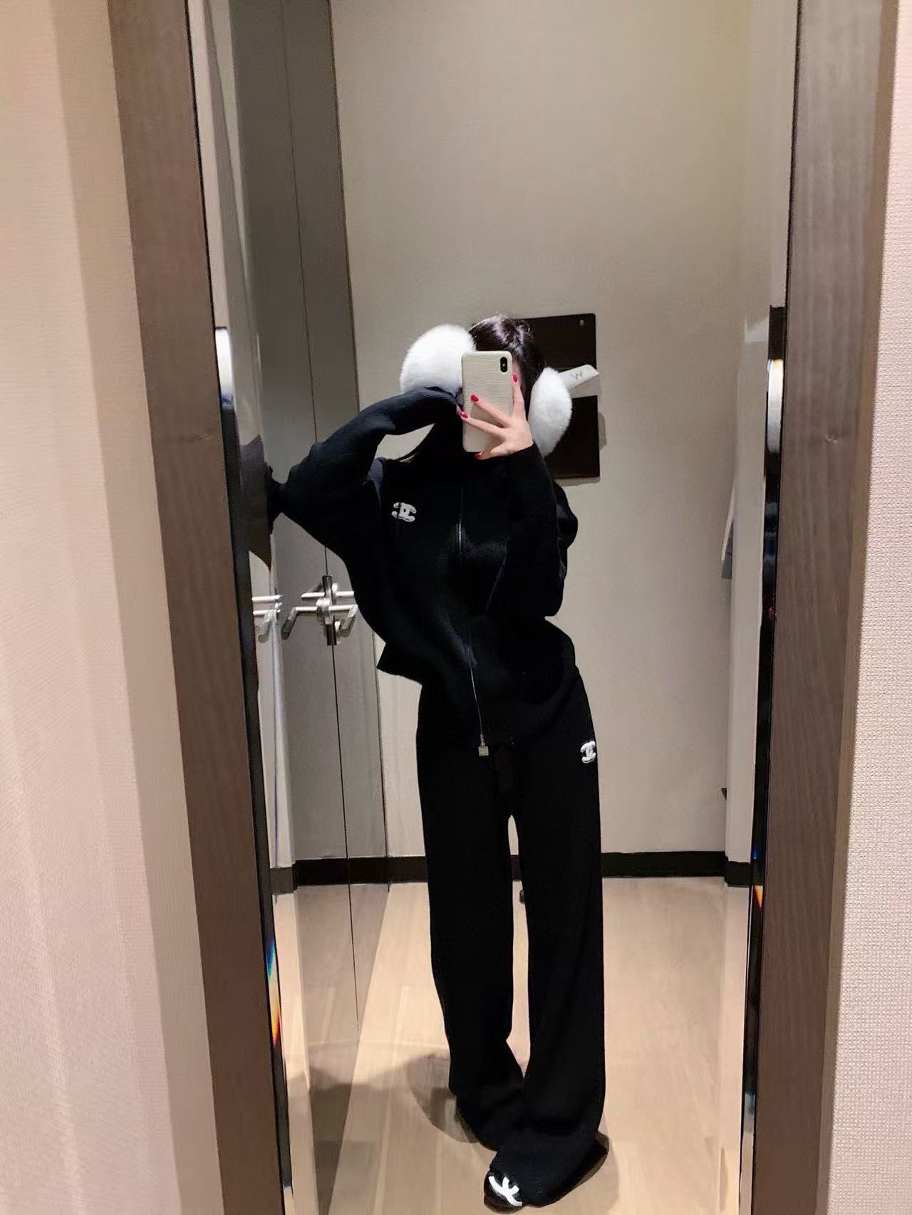 CHANE1 ダブルC 厚手カジュアルツーピースセット【50％割引+送料無料】