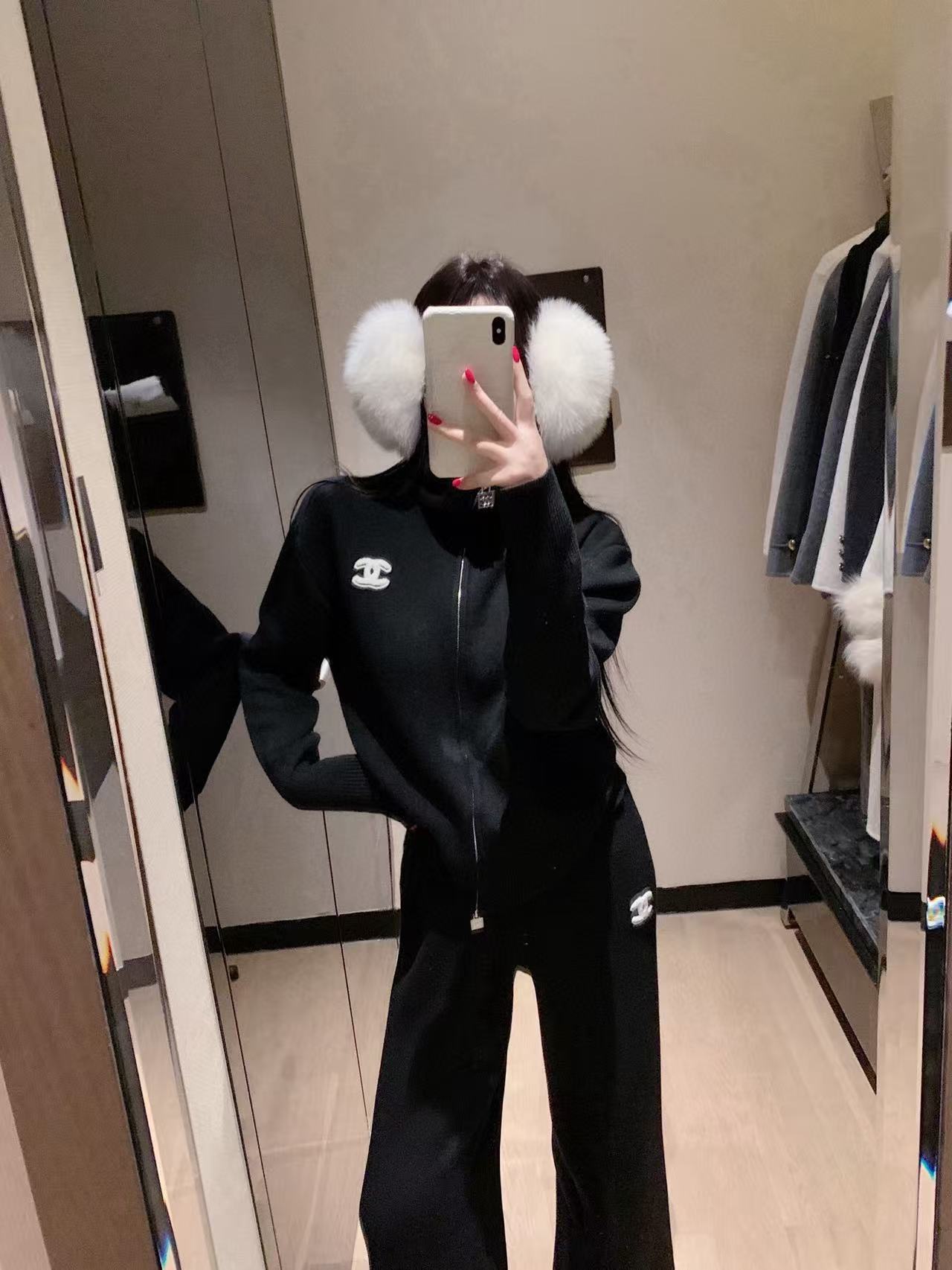 CHANE1 ダブルC 厚手カジュアルツーピースセット【50％割引+送料無料】