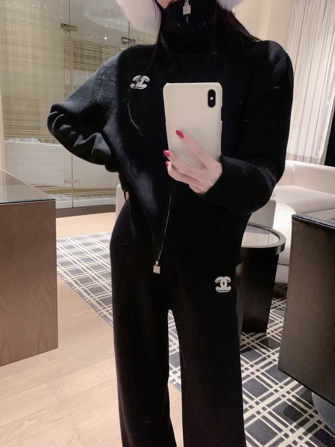 CHANE1 ダブルC 厚手カジュアルツーピースセット【50％割引+送料無料】